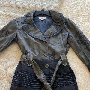 Coldwater Creek P8  blue lightweight, cotton denim jacket, belted.